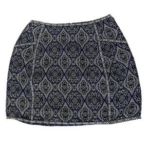 Alya Womens A Line Skirt Small Black Blue White Geometric